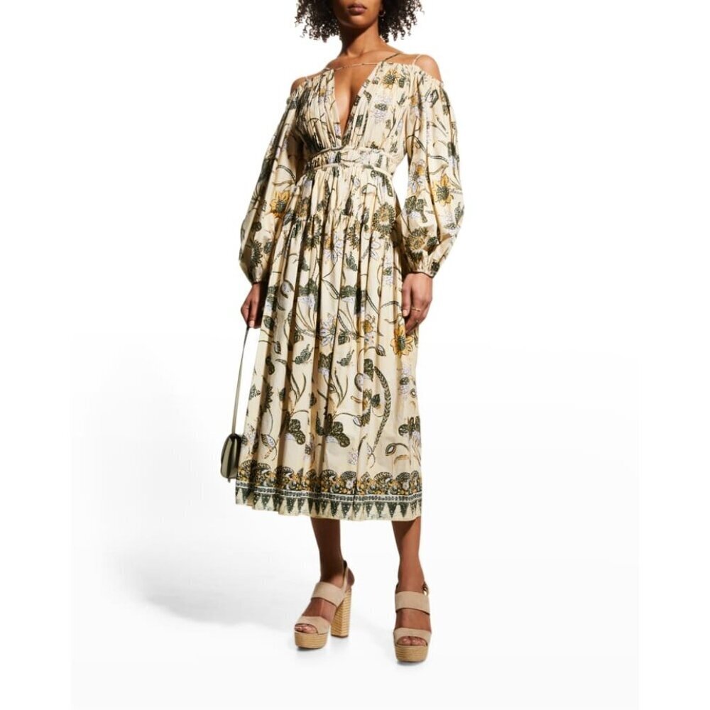 Ulla Johnson Cream Floral Off-Shoulder Maxi Dress